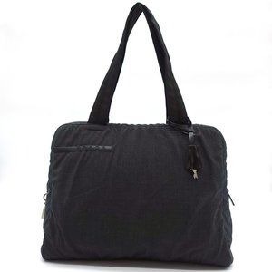 Prada Canvas Handbag with Lock Dark Gray